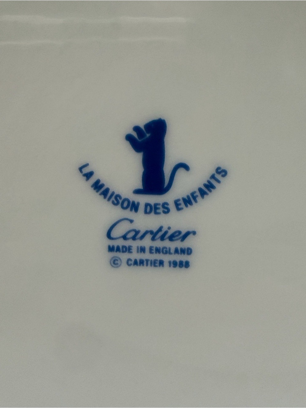 Cartier La Maison des Enfants Baby Plate Bowl Porcelain Blue Panther Vintage 88 - Picture 5 of 7